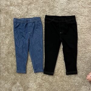 Baby Denim and Black Leggings - 9M